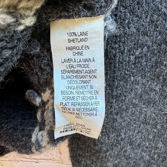 LL Bean Sweater Pullover 1/4 Zip 100% Shetland Wool XL Fair Isle Winter Warm - Picture 7 of 8